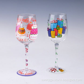 New Hand Painted Wine Glass